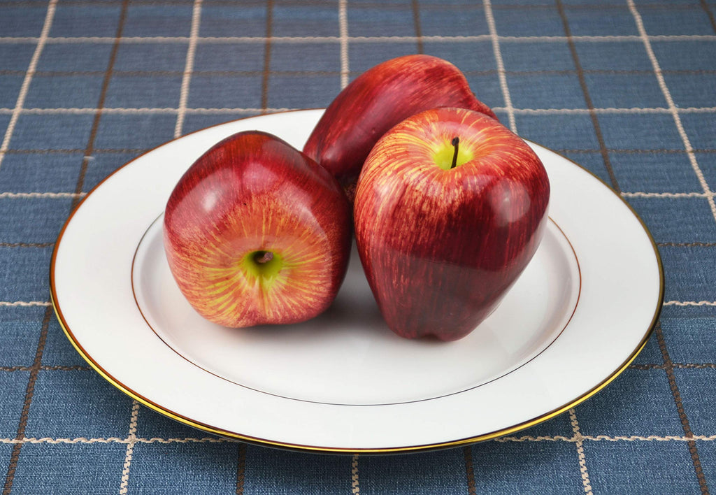 JEDFORE Artificial Lifelike Fake Dark Red Apple Simulation Red Delicious Apples Set Fake Fruit for Home House Kitchen Wedding Party Decoration Photography - Set of 12