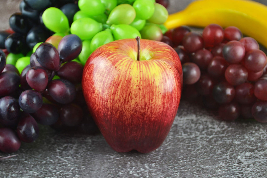 JEDFORE Artificial Lifelike Fake Dark Red Apple Simulation Red Delicious Apples Set Fake Fruit for Home House Kitchen Wedding Party Decoration Photography - Set of 12