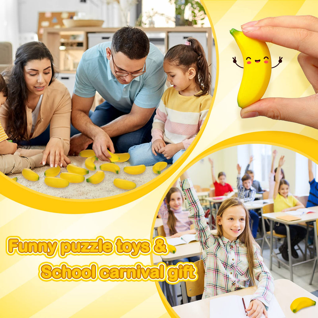 HyDren 50 Pcs Fake Foam Bananas with Bag for Kids Adults Party