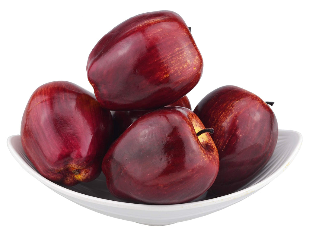 JEDFORE Fake Dark Red Apple Simulation Artificial Lifelike Plastic Red Delicious Apples Set Fake Fruit for Home House Kitchen Wedding Party Decoration Photography (8Pcs)