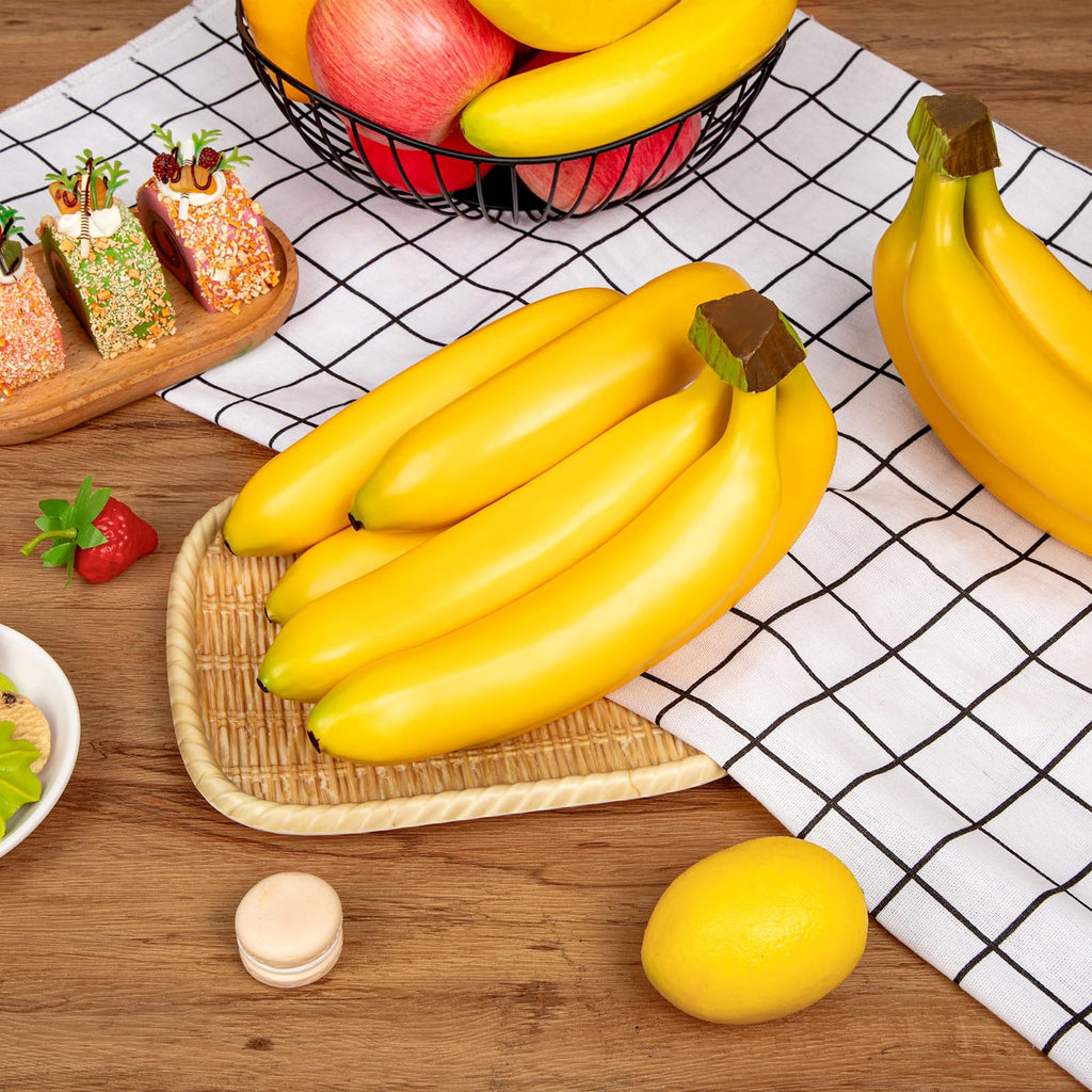 3 Heads Fake Banana, Artificial Plastic Bananas Bulk, Faux Bananas Bunch