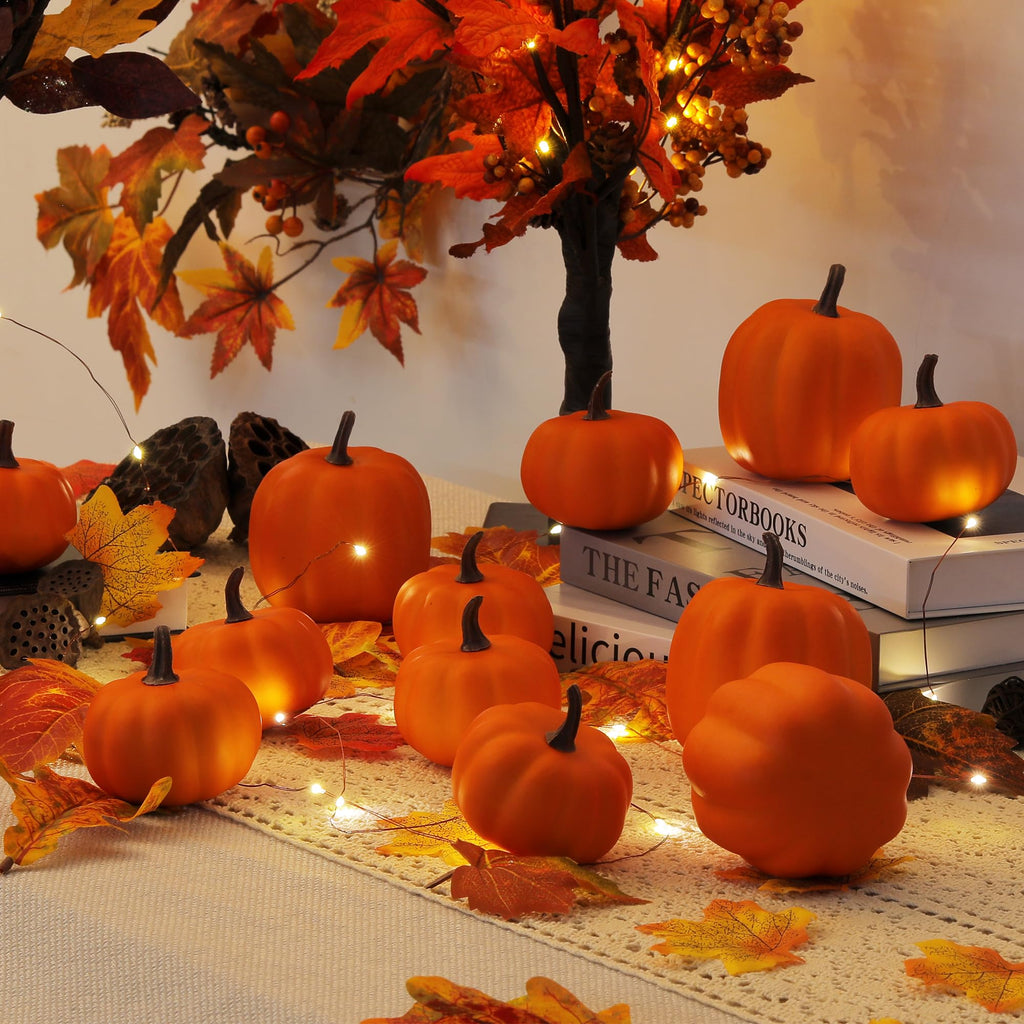 Artgar Orange Artificial Pumpkins, Harvest Decor Foam Pumpkin 8 PCS Set