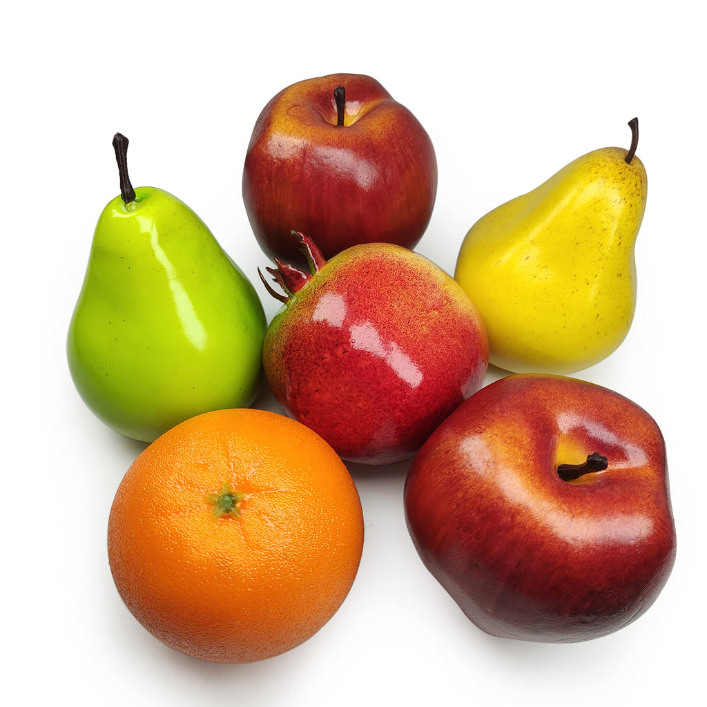 Artificial Fruits Pack,Fake Fruits for Home Decor,Simulation Fruit Set,Faux Fruits Set for Party Chirstmas Decortion,Fruit Modle for Photoshoot,Fake Apples,Pomegranate,Mixture Fruits 6 Pieces/Set
