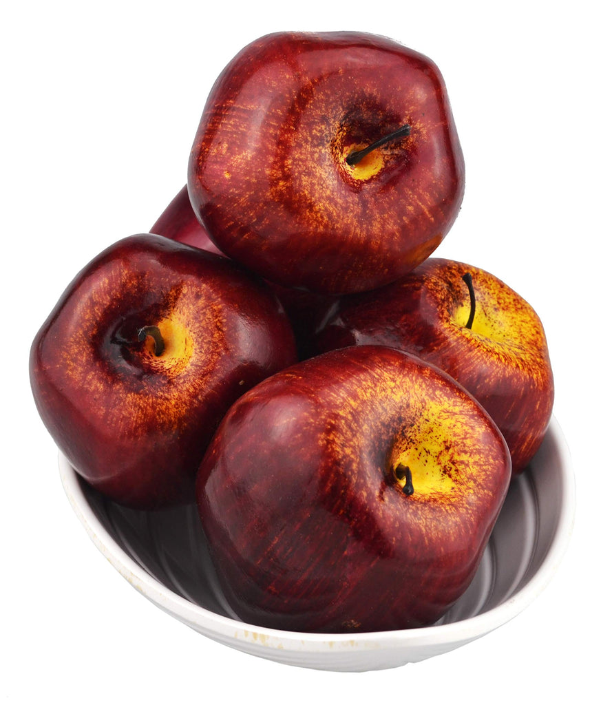 JEDFORE Fake Dark Red Apple Simulation Artificial Lifelike Plastic Red Delicious Apples Set Fake Fruit for Home House Kitchen Wedding Party Decoration Photography (8Pcs)