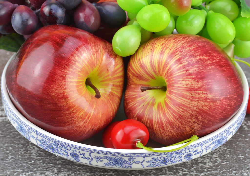 JEDFORE Artificial Lifelike Fake Dark Red Apple Simulation Red Delicious Apples Set Fake Fruit for Home House Kitchen Wedding Party Decoration Photography - Set of 12