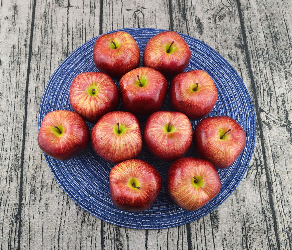 JEDFORE Artificial Lifelike Fake Dark Red Apple Simulation Red Delicious Apples Set Fake Fruit for Home House Kitchen Wedding Party Decoration Photography - Set of 12
