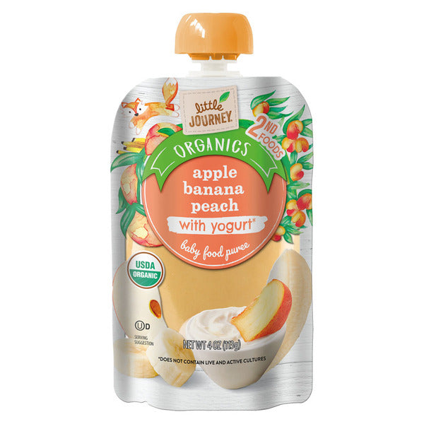 Little Journey Organic Apple Banana Peach with Yogurt Baby Food Puree 4 oz
