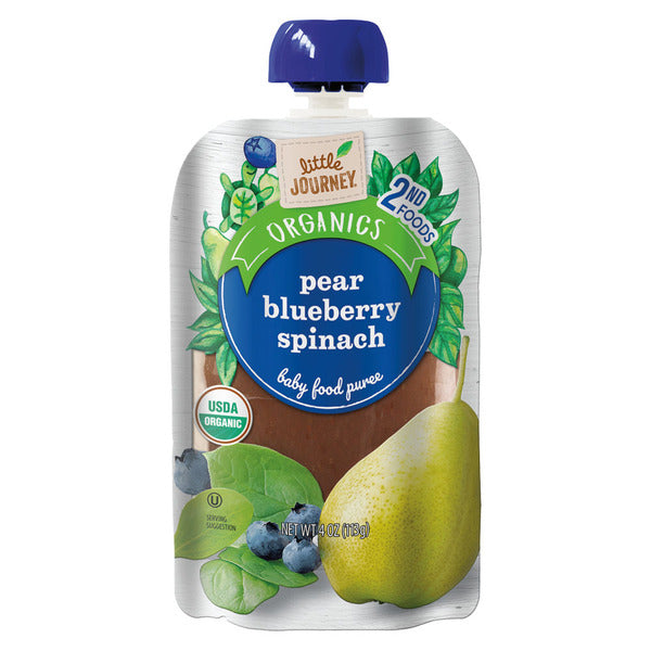 Little Journey Organic Pear Blueberry Spinach Baby Food Puree 4 oz