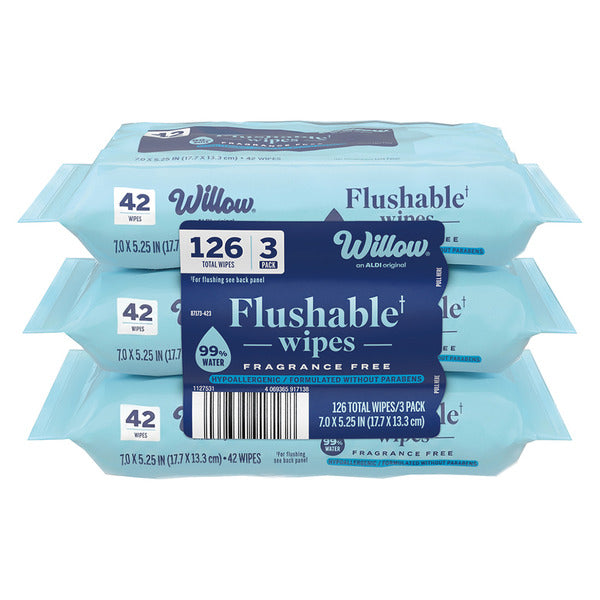 Willow Flushable Wipes 3x42 126 ct