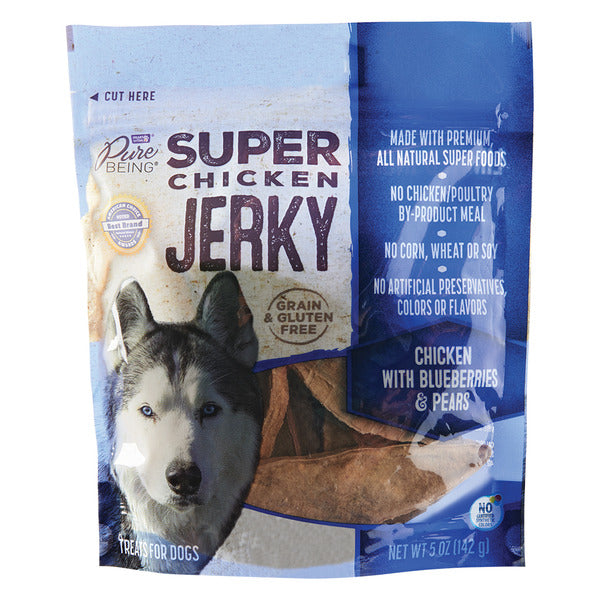 Pure Being Super Chicken Jerky with Blueberries & Pears 5 oz