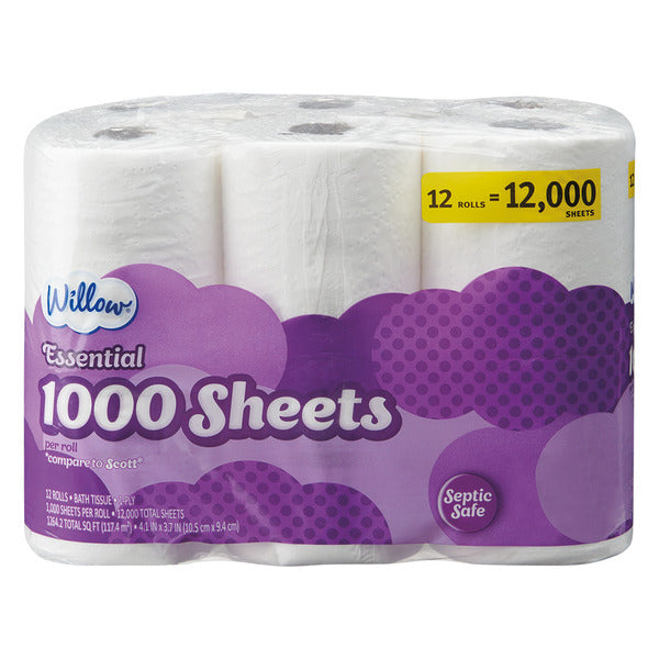 Willow Essential 1000 Sheets Bath Tissue 12000 ct