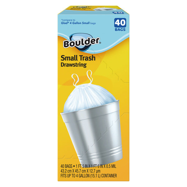 Boulder Small Drawstring Trash Bag - 40 Count 40 ct