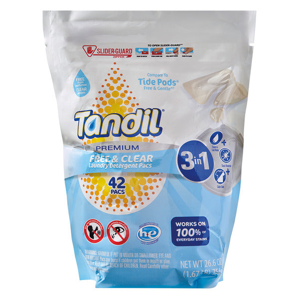 Tandil Free & Clear Premium Laundry Detergent Pacs, 42 count 26.6 oz