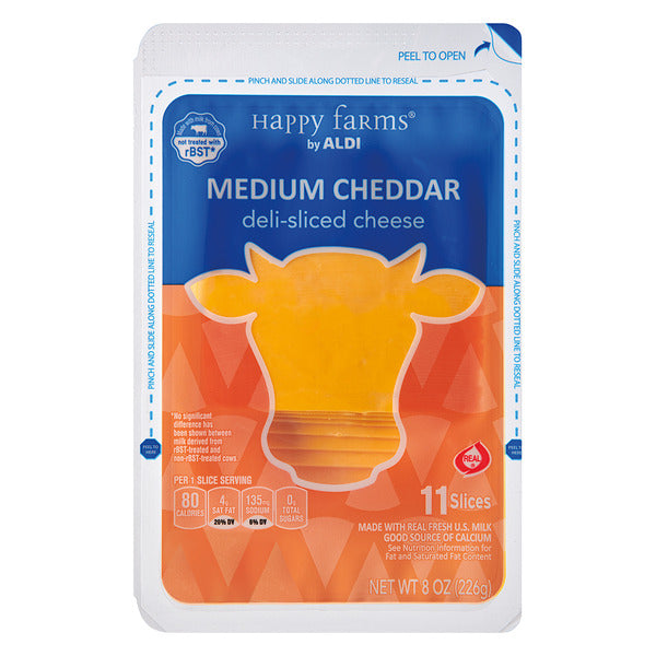 Happy Farms Deli Sliced Medium Cheddar Cheese 8 oz