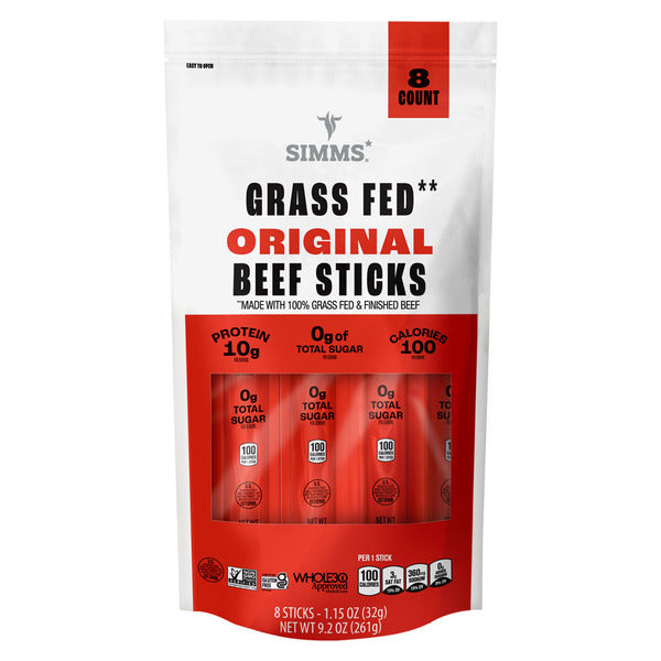 Simms Original Grass Fed Beef Sticks - 8 Sticks 9.2 oz