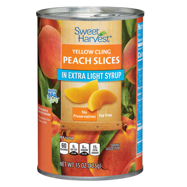 Sweet Harvest Yellow Cling Peach Slices in Extra Light Syrup 15 oz