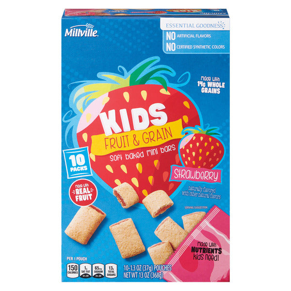 Millville Kids Fruit and Grain Strawberry Mini Bars, 10 count 13 oz