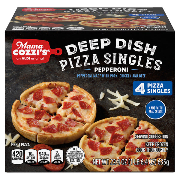 Mama Cozzi's Pizza Kitchen Pepperoni Deep Dish Pizza Singles - 4 Count 22.4 oz