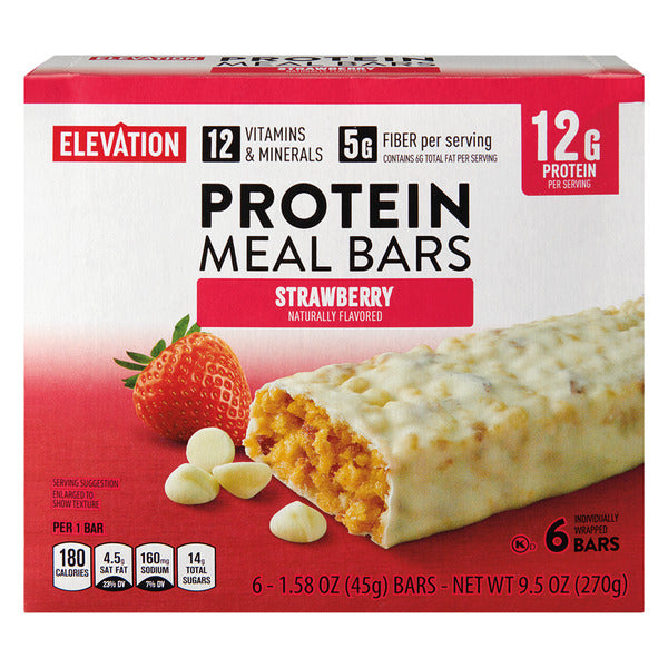 Elevation Strawberry Protein Meal Bars, 6 Bars 9.5 oz