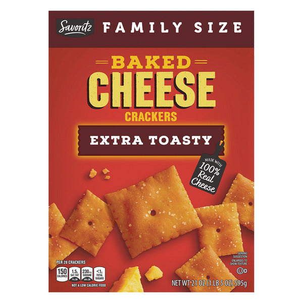 Savoritz Family Size Extra Toasty Baked Cheese Crackers 21 oz