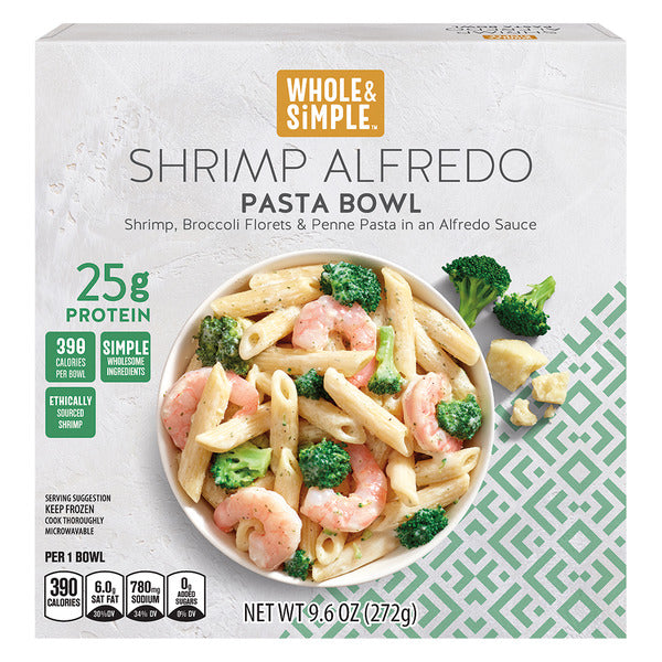 Whole & Simple Shrimp Alfredo Pasta Bowl 9.6 oz