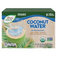 Simply Nature Organic Coconut Water - 6 Cartons, 330 ml Boxes 11.1