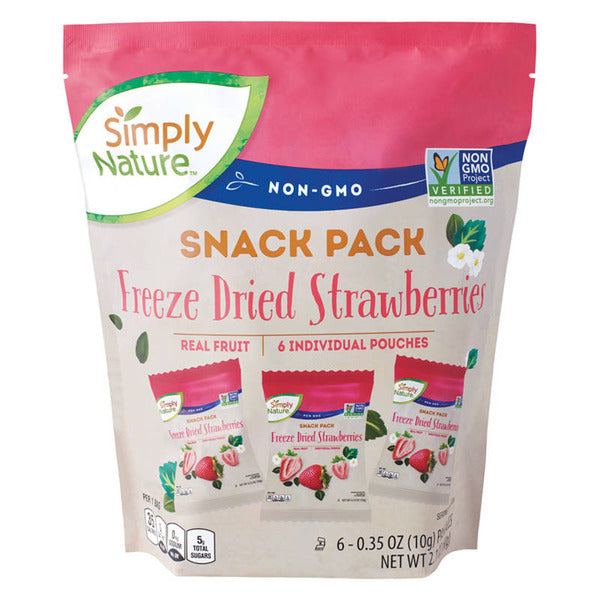 Simply Nature Freeze Dried Strawberries Snack Pack - 6 Pouches 2.1 oz