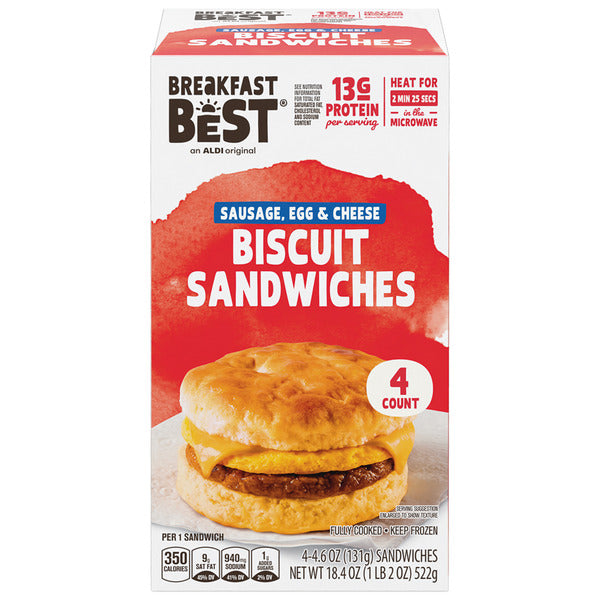 Breakfast Best Sausage, Egg & Cheese Biscuit Sandwiches - 4 Count 18 oz