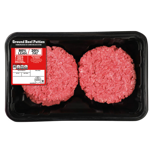 USDA 80% Lean 20% Fat Ground Beef Patties - 4 Count About 1.33 lb