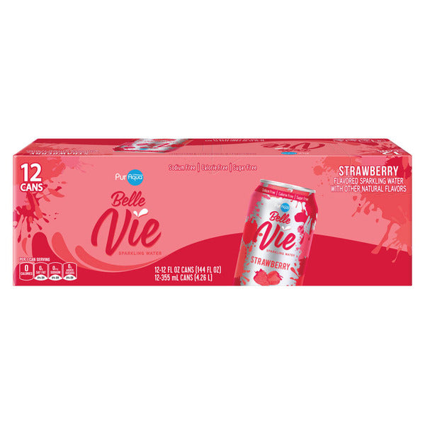 PurAqua Strawberry Belle Vie Sparkling Flavored Water 12 fl oz