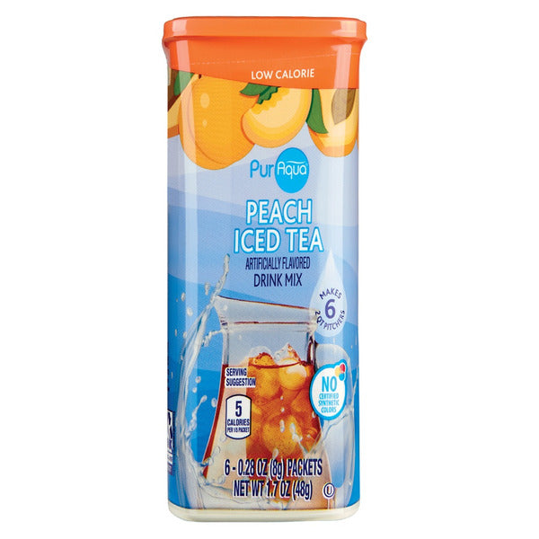 Puraqua Peach Iced Tea Drink Mix 6 count 1.7 oz