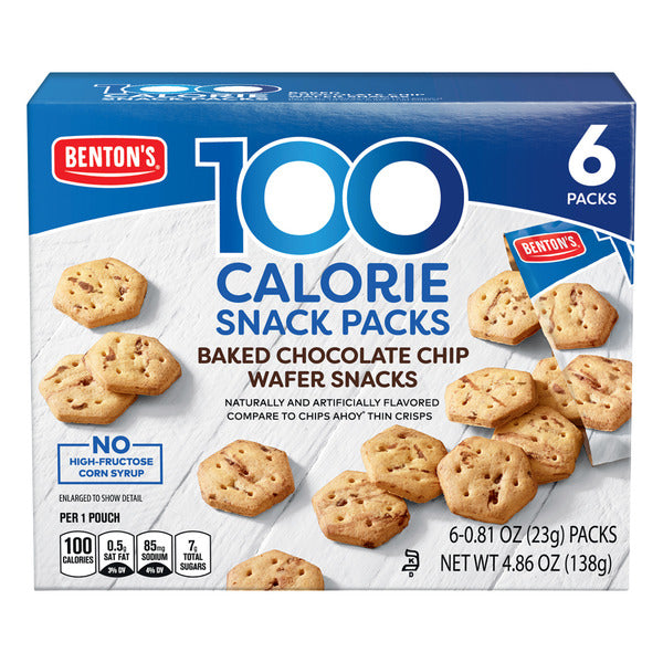 Benton's Baked Chocolate Chip Wafer Snacks 100 Calorie Snack Packs - 6 Packs 4.86 oz