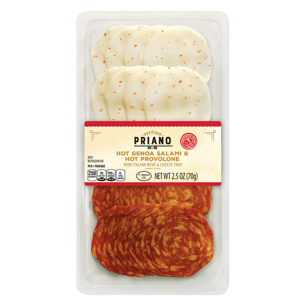 Priano Hot Genoa Salami and Hot Provolone Cheese Tray 2.5 oz