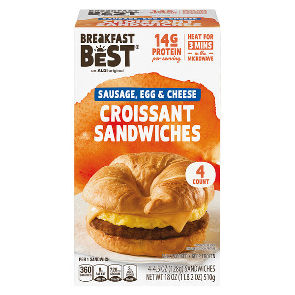 Breakfast Best Sausage, Egg & Cheese Croissant Sandwiches - 4 Count 18 oz