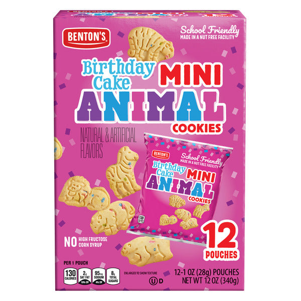 Benton's Birthday Cake Mini Animal Cookies - 12 Pouches 12 oz
