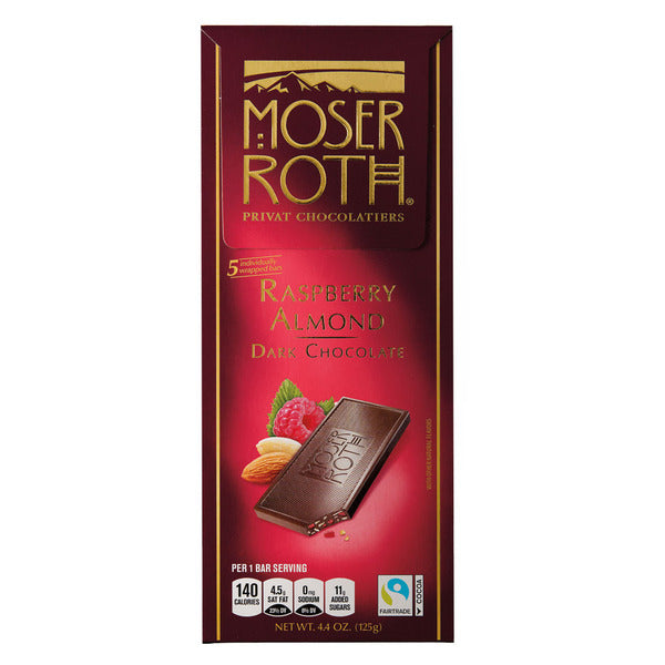 Moser Roth Dark Chocolate Raspberry Almond Bars 4.4 oz
