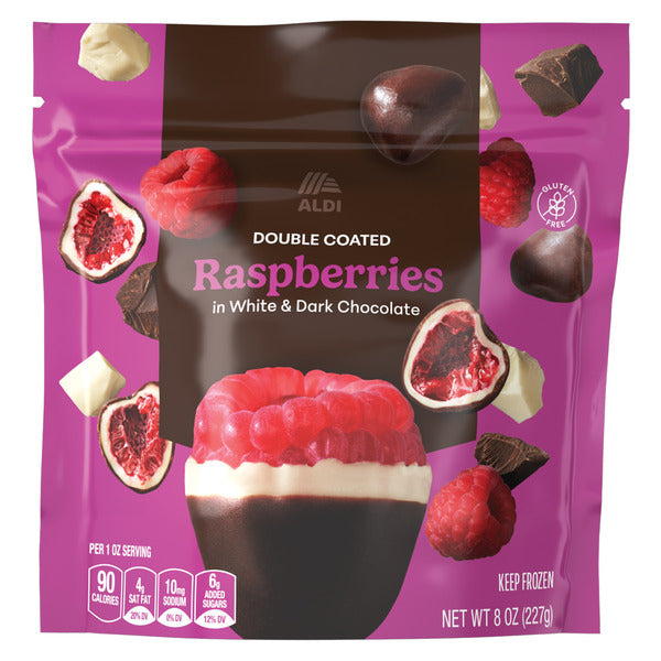 Double Coated Raspberries in White & Dark Chocolate 8 oz