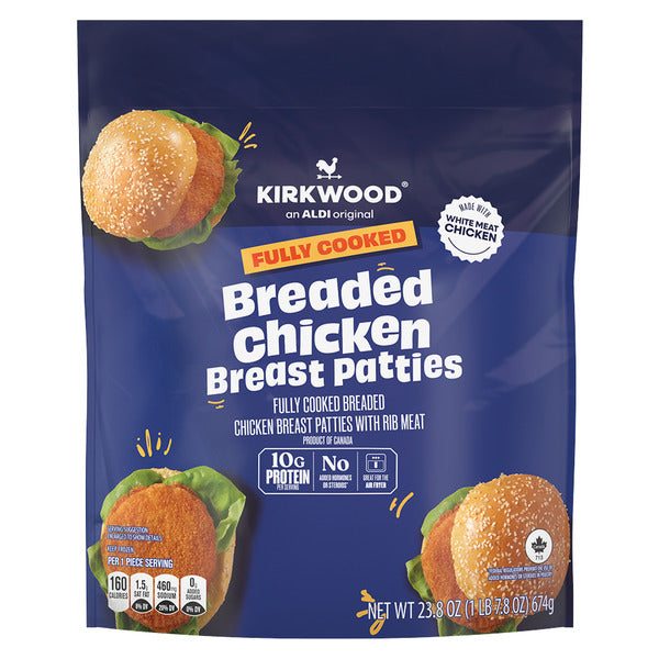 Kirkwood Fully Cooked Breaded Chicken Breast Patties 23.8 oz