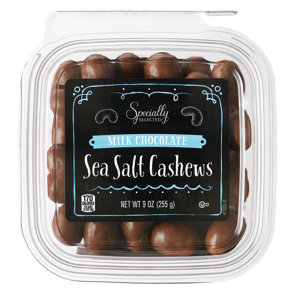 Specially Selected Specially Selected Milk Chocolate Sea Salt Cashews 9 ozMilk Chocolate Sea Salt Cashews 9 oz