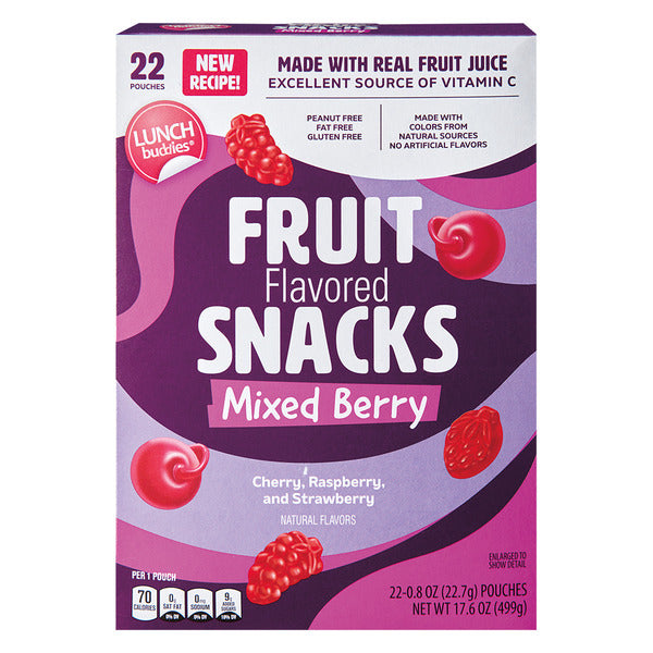 Lunch Buddies Mixed Berry Flavored Fruit Snacks, 22 count 17.6 oz