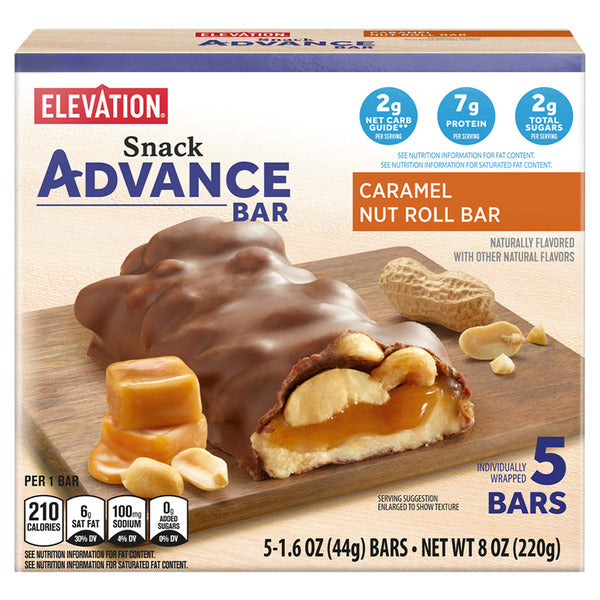 Elevation Caramel Nut Roll Bar, 5 count 7.76 oz