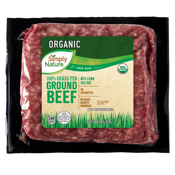 Simply Nature Organic Grass Fed 85% Lean Ground Beef 1 lb