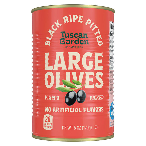 Tuscan Garden Black Ripe Pitted Large Olives 6 oz