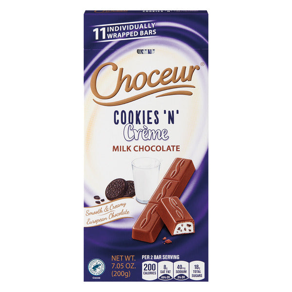 Choceur Cookies & Milk Creme Filled Chocolate Bars 7.05 oz
