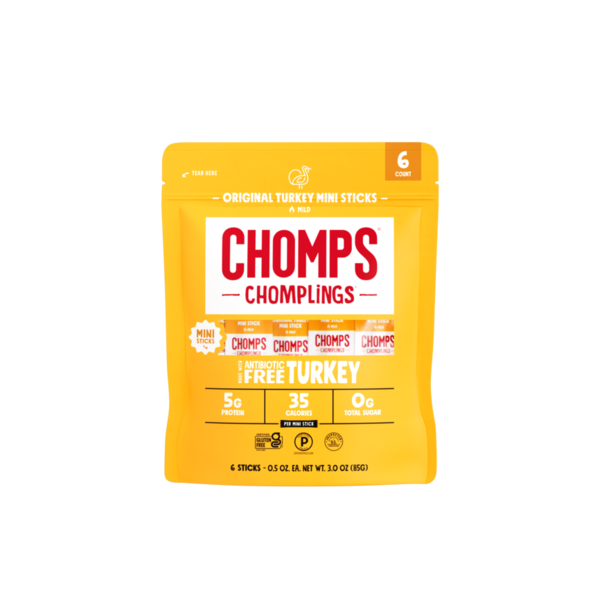 Chomps Original Turkey Chomplings Mini Sticks - 6 Count 0.5 oz