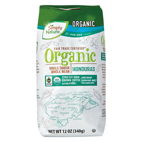 Simply Nature Organic Honduras Medium Roast Whole Bean Coffee 12 oz