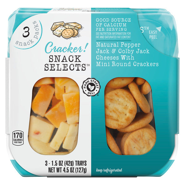 Park Street Deli Natural Pepper Jack & Colby Cheese with Mini Round Crackers, 3 count 4.5 oz