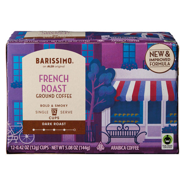Barissimo French Roast Dark Roast 100% Arabica Coffee Cups - 12 Cups 4.23 oz