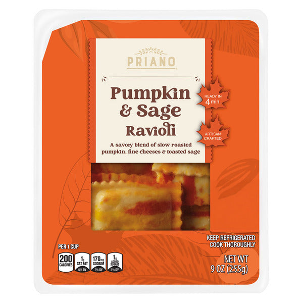 Priano Butternt/Pumpkin Ravioli, Pumpkin Sage 9 oz
