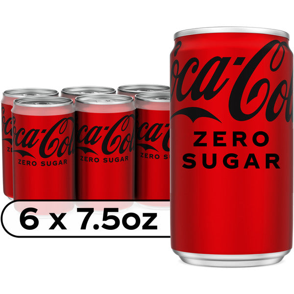 Coca-Cola Zero Sugar Mini Cans - 6 Count, 7.5 fl oz Cans 7.5 oz